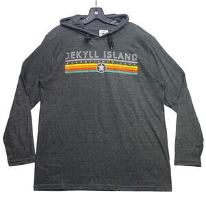 Jekyll Island Shirt Mens Large Hooded Spell Out Preppy Academia Streetwear